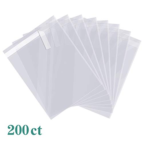 9x12 200 Clear Cello Cellophane Bags Resealable Plastic Bags
