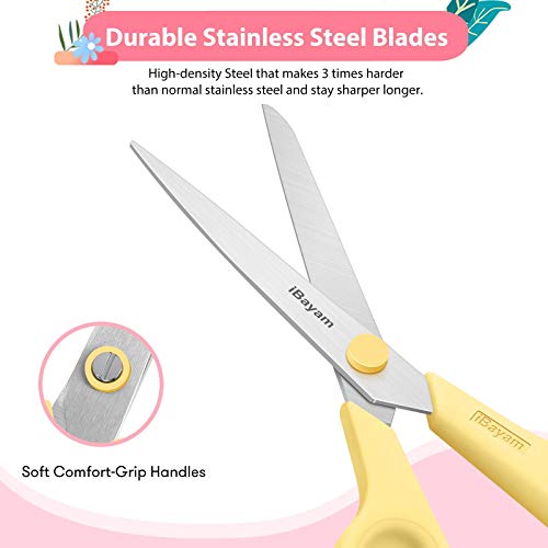 3 Pack Yellow Pink Green Scissors Sewing Scissors Craft Scissors