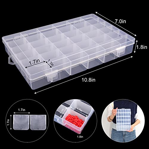 2 Pack 36 Grids Plastic Organizer Box Storage Container Adjustable Dividers