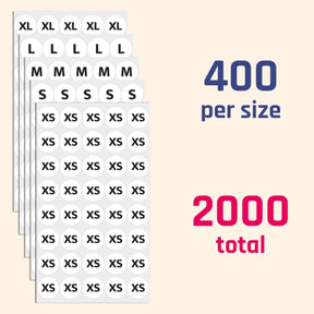 5 Sizes Pack Of 2000 Size Stickers For Clothing, Size Tags For Clothing