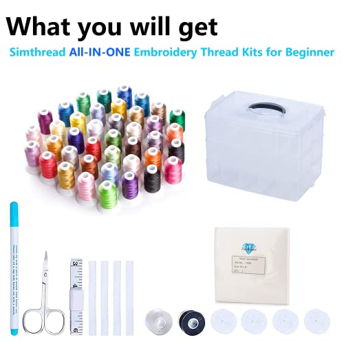 Machine Embroidery Thread Kits With Organizer Box 40 Polyester Colors