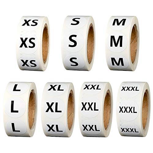 7 Sizes 3500 Pack Clothing Size Stickers Adhesive Sizing Stickers