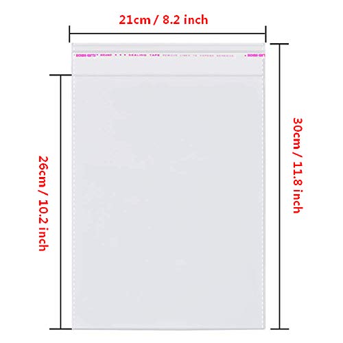 8x10 200 Pcs Cellophane Bags Resealable Plastic Bags Packaging Clothing