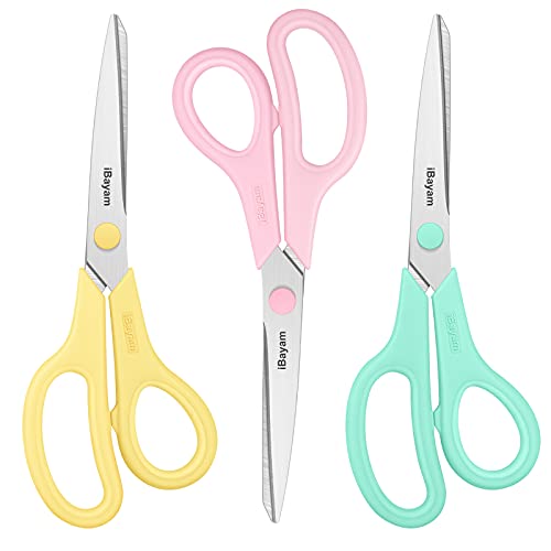 3 Pack Yellow Pink Green Scissors Sewing Scissors Craft Scissors