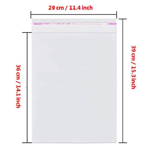 11x14 200 Pcs Clear Cello Cellophane Bags Resealable Plastic Bags