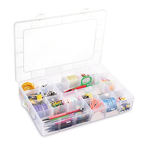 24 Grids Plastic Organizer Box Craft Storage Container With Adjustable Dividers