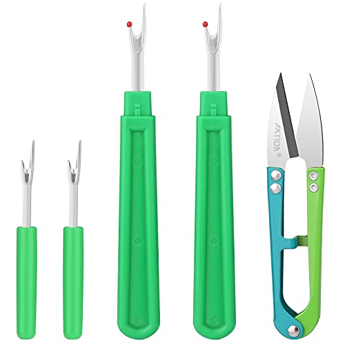 Green 2 Big And 2 Small Seam Thread Remover Kit With 1 Thread Nipper Tool Zipper Bag
