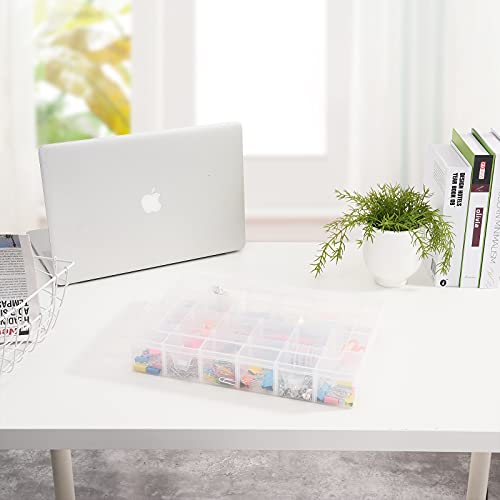 2 Pack 24 Grids Plastic Organizer Box Craft Containers With Adjustable Dividers