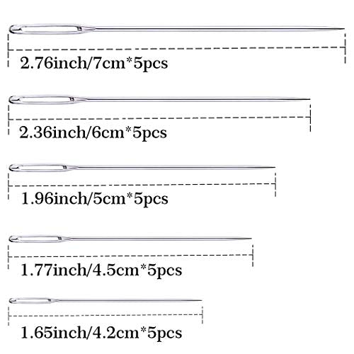 25 Pieces Hand Sewing Sharp Needle With Solid Wooden Needle Case