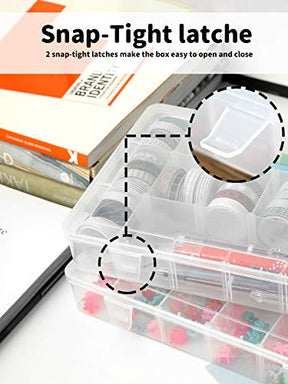 2 PCS 18 Grids Plastic Organizer Container Storage Box With Adjustable Dividers
