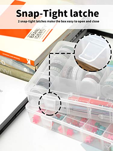 2 PCS 18 Grids Plastic Organizer Container Storage Box With Adjustable Dividers