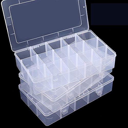 3 Pack 15 Large Grids Organizer Box 15 Compartments Plastic Storage Box With Dividers