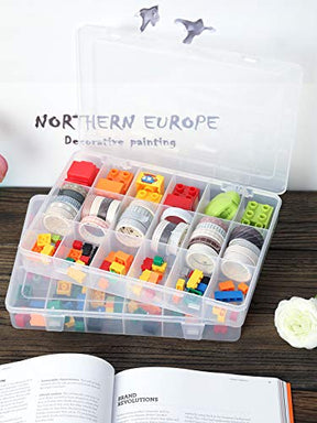 2 PCS 18 Grids Clear Plastic Organizer Container Thread Storage Box