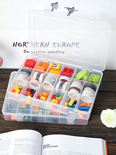 2 PCS 18 Grids Clear Plastic Organizer Container Thread Storage Box