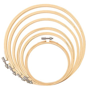 6 Pieces Embroidery Hoops Bamboo Circle Cross Stitch Hoops