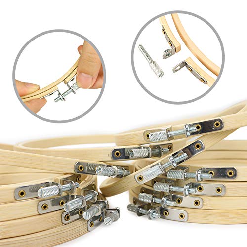 12 Pieces 6 Inch Bamboo Circle Hoops Rings For Embroidery And Cross Stitch