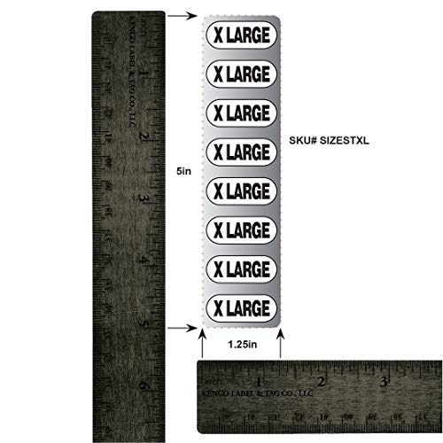 Extra Large Clothing Size Strip Labels 250 Strips Per Roll Clothing Stickers