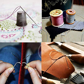 2 Pcs Needle Case With 9 Pcs Sewing Needles And 4 Pcs Leather Stitching Needle