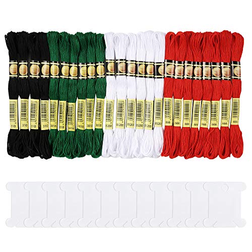 24 Skeins 4 Colors Embroidery Floss With 12 Pcs Floss Bobbins Bracelet Yarn