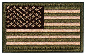 Coyote Green Tactical Patches Of USA Flag With Hook And Loop For Army Uniform