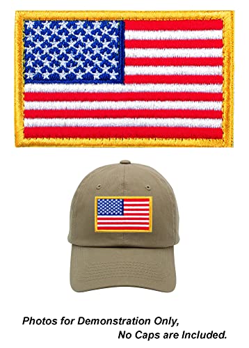 Gold Border Tactical Patches USA Flag With Hook And Loop For Military Uniform