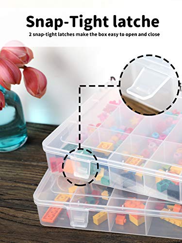 2 PCS 18 Grids Clear Plastic Organizer Container Thread Storage Box