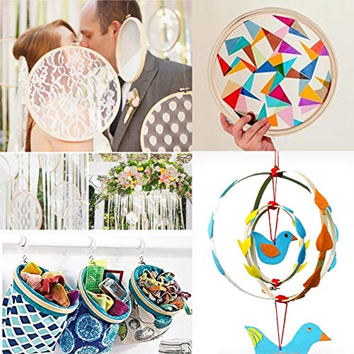 12 Pieces 6 Inch Bamboo Circle Hoops Rings For Embroidery And Cross Stitch