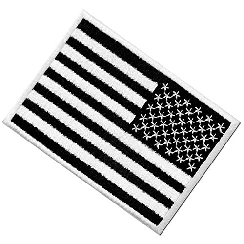 White & Black USA Flag Patch Embroidered Tactical Iron On Patch