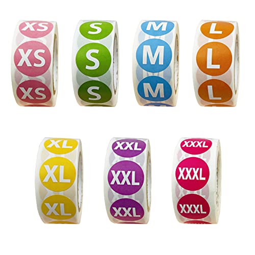 3500 Pcs 5 Size  Clothing Stickers Adhesive Size Stickers For Clothing