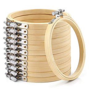 12 Pieces 4 Inch Round Embroidery Hoop Bulk Wholesale Bamboo Circle Cross Stitch Hoop Ring