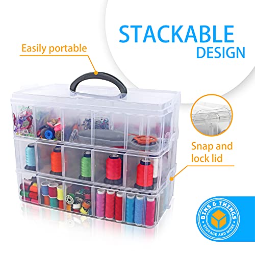 X-large Storage Container With 30 Adjustable Compartments Thread Organizer
