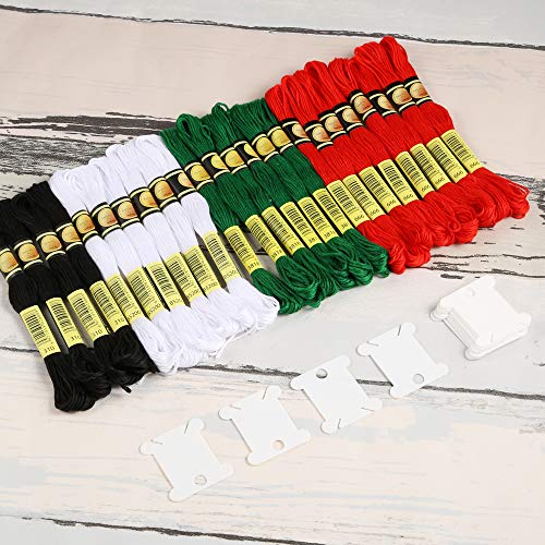 24 Skeins 4 Colors Embroidery Floss With 12 Pcs Floss Bobbins Bracelet Yarn