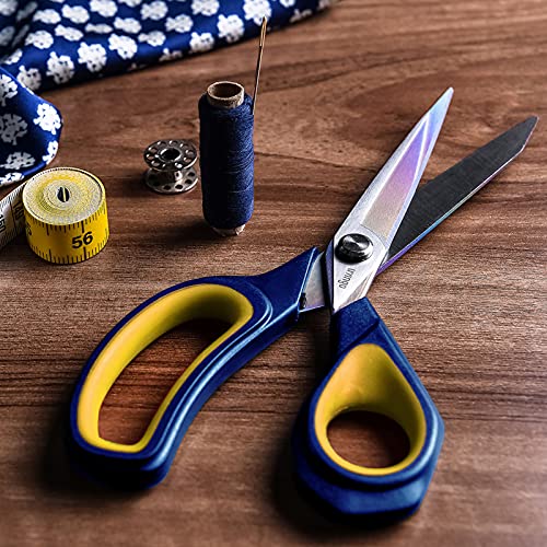 9.5 Inches Blue/Yellow Fabric Scissors All-Purpose Stainless Steel Scissors