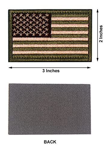 Coyote Green Tactical Patches Of USA Flag With Hook And Loop For Army Uniform