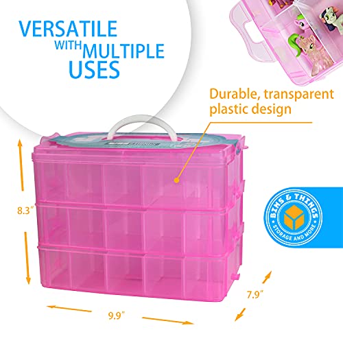 Pink Storage Container With 30 Adjustable Compartments Craft Organizers