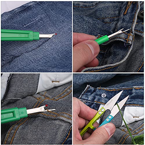 Green 2 Big And 2 Small Seam Thread Remover Kit With 1 Thread Nipper Tool Zipper Bag