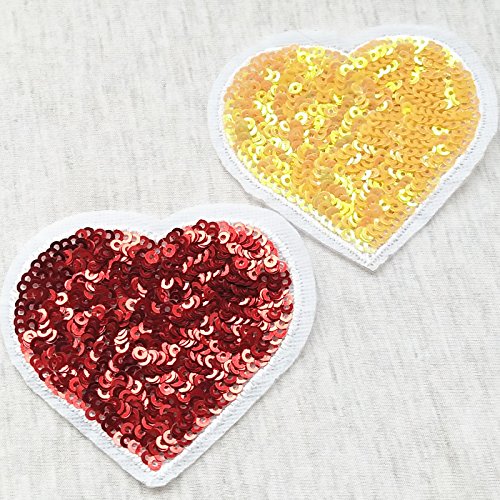 12 Pcs Love Heart With Sequin Kid Embroidered Patch Iron On Patch Applique