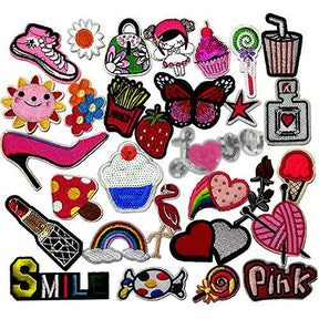 30 Pcs Random Assorted Styles Embroidered Patch Sew On Patch Applique Clothes