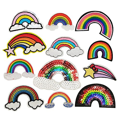 12 Pcs Rainbow Embroidered Patch For Kid's Iron On Patch Applique