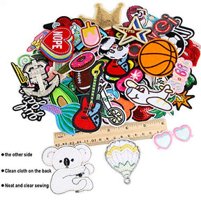 60 Pcs Random Assorted Styles Embroidered Iron On Applique Patches