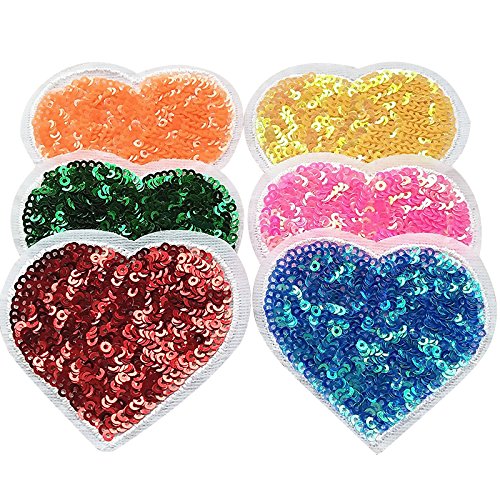 12 Pcs Love Heart With Sequin Kid Embroidered Patch Iron On Patch Applique
