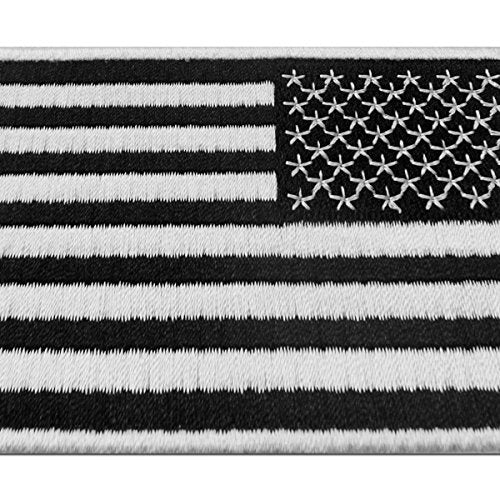 White & Black USA Flag Patch Embroidered Tactical Iron On Patch