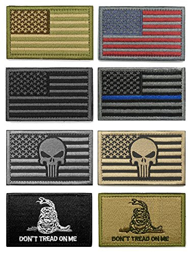 8 Pieces Tactical American Flag Military Patch Set Velcro Patches