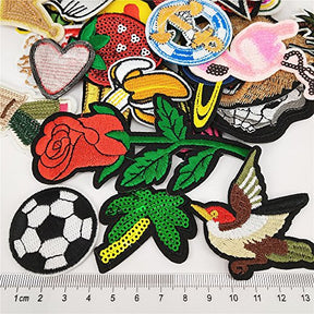 50 Pcs Random Assorted Styles Embroidered Patch Iron On Patch Applique Clothes