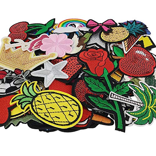 50 Pcs Random Assorted Styles Embroidered Patch Iron On Patch Applique Clothes