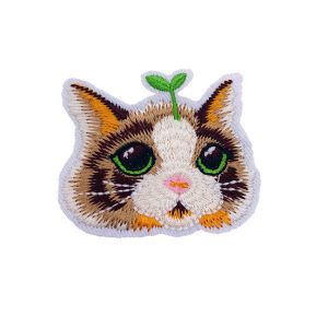 Cute Beady Eyed Kitty Cat Face Embroidery Patch