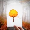 Autumn Tree Shedding Leaves Vector Art