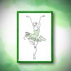 Ballerina Green Tutu Pirouette Vector Art