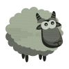 Beady Eyes Grey Sheep Cartoon Art Embroidery Design