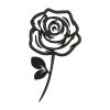 Beautiful Rose Flower With Stem Silhouette Embroidery Design